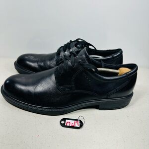 ECCO Men's Helsinki 2 leather plain toe derby shoes in black 45-11